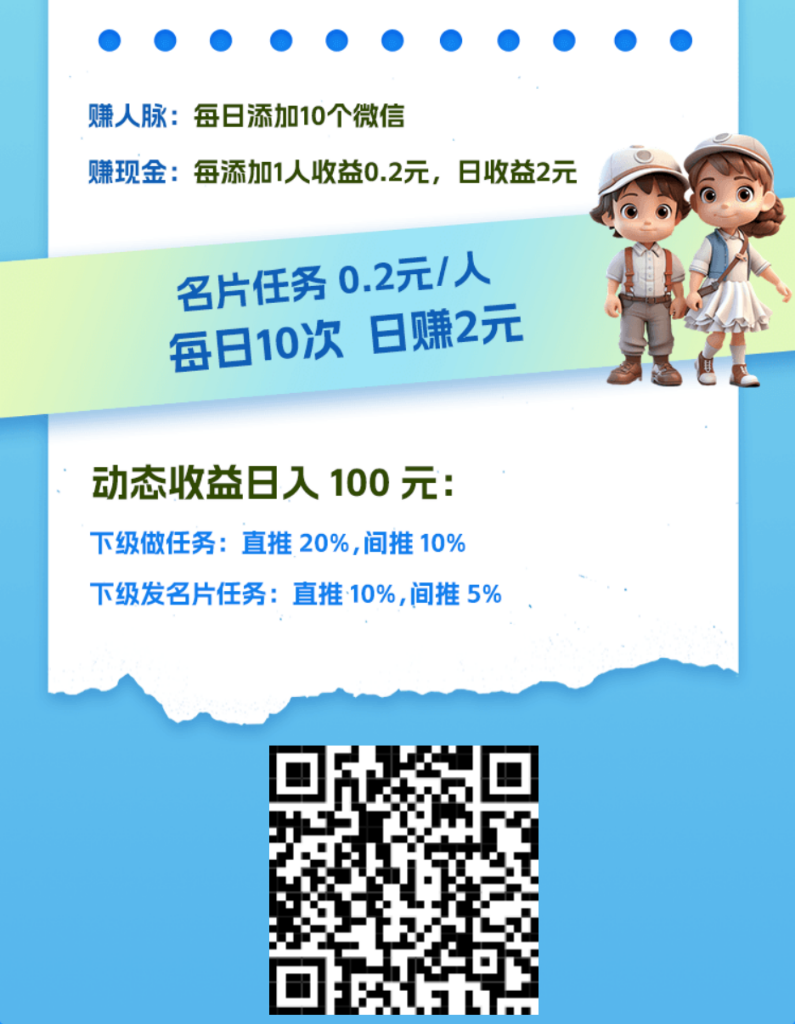 每日名片任务保底2亓。每周钻石分红