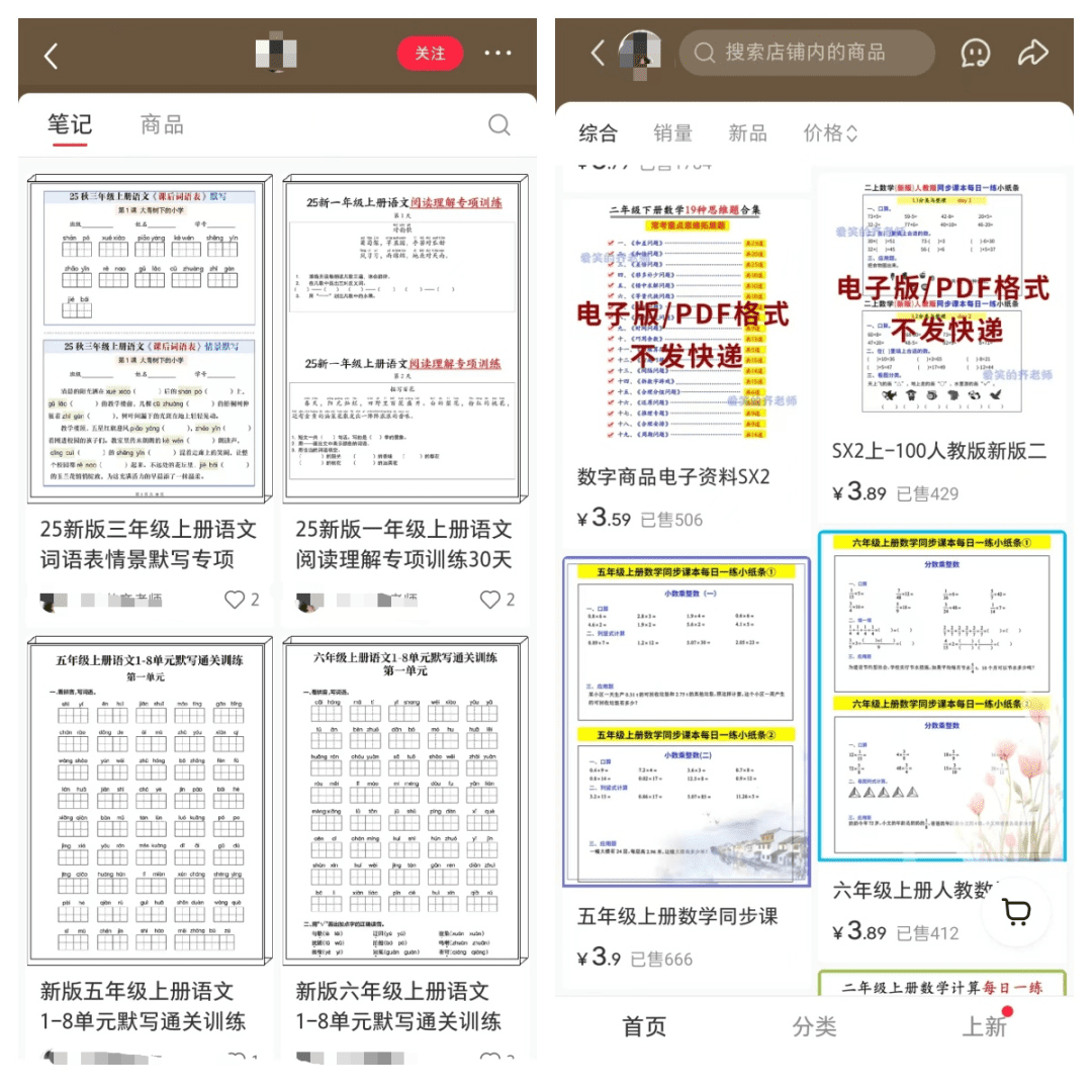 小红书虚拟店铺卖小学教辅资料，销量8万，一年赚了24万+
