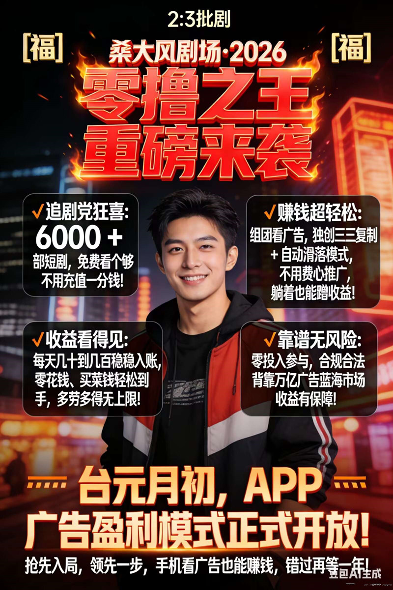 大风剧场，特大好消息，日入300元/天