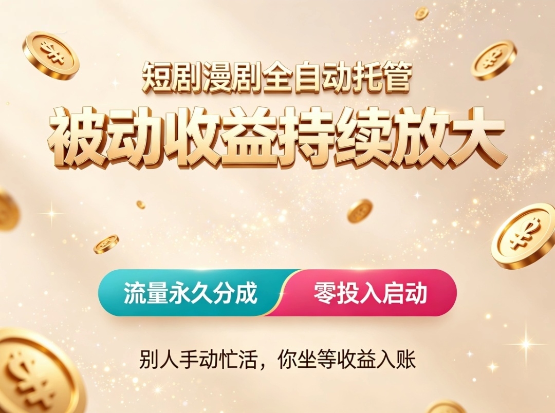 首码荧光短剧全自动躺赚长久广告分成