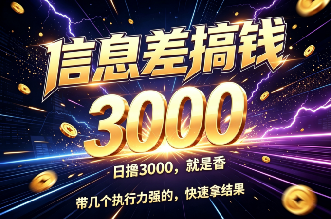 信息差日撸3000，带几个执行力强的，快速拿结果
